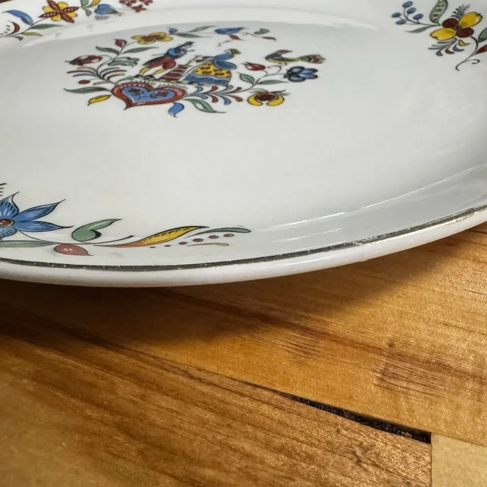 Iva-Lure Crooksville Serving Plate Platter Pennsylvania Dutch Folk Art 12”